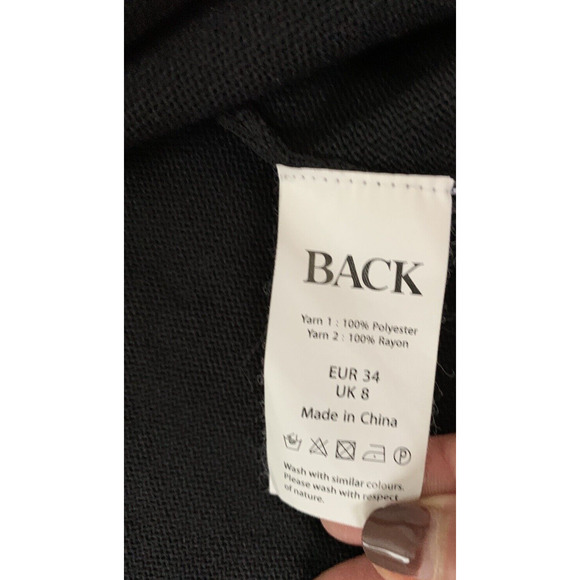 BACK Sleeveless Sweater Dress Designer Small Black Gray Stripe Knit - Picture 6 of 6